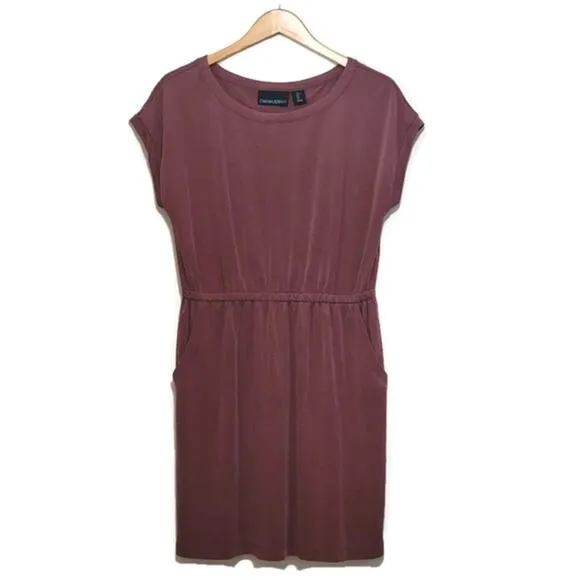 Cynthia Rowley Athleisure Sporty Mini Dress Scoop Neck Short Sleeve Red Size L