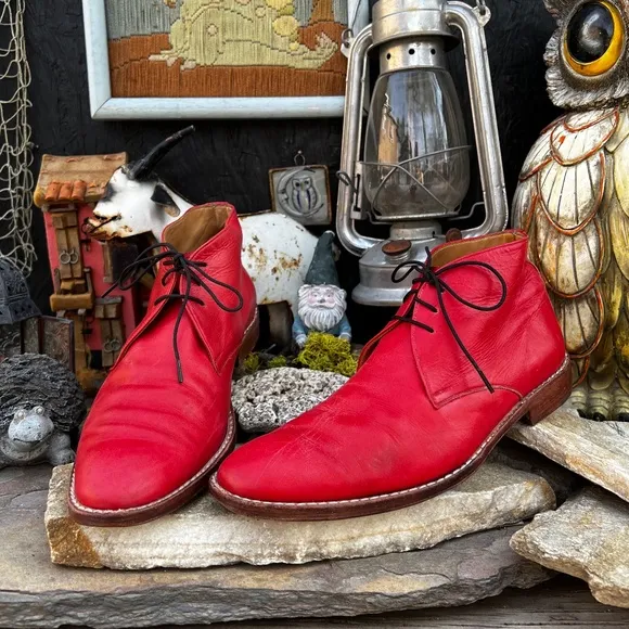 D-Story Red Leather Chukka Boots