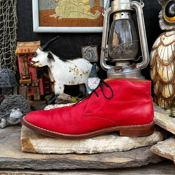 D-Story Red Leather Chukka Boots