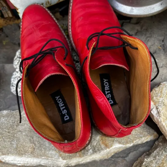 D-Story Red Leather Chukka Boots