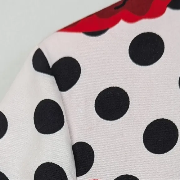 Dainty Jewells Floral Polka Dot Maxi Dress ¾ Sleeve Full Skirt Red Black White S