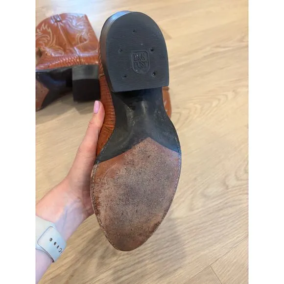 Dan post brown leather cowboy boots with lizard size 12