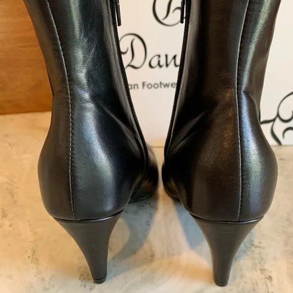 Daniellee Italian leather Heeled Ankle Boots Black 6