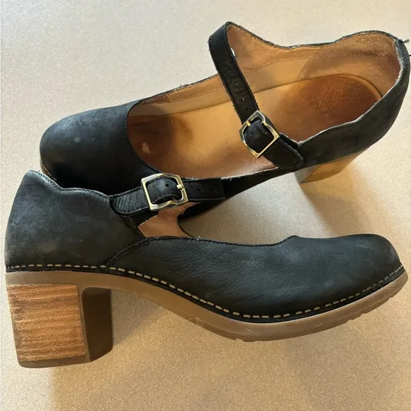 Dansko Harlo Black Mary Jane Block Heel Shoes