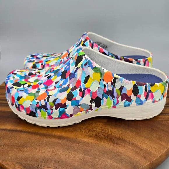 Dansko Kane Kaleidoscope Molded Clogs Women's 10.5 41 Multicolor Slip On Shoes