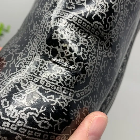 Dansko leather black silver floral professional clog 38
