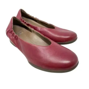 Dansko Red Leather Kira Flats Comfort Shoes Women's Size 38 Arch Support Insoles