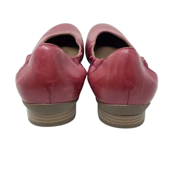 Dansko Red Leather Kira Flats Comfort Shoes Women's Size 38 Arch Support Insoles