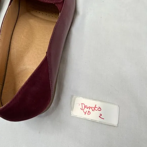 Dansko Womens Lace Burgundy Suede &amp; Leather Slip on Loafers Size 40 / US 10