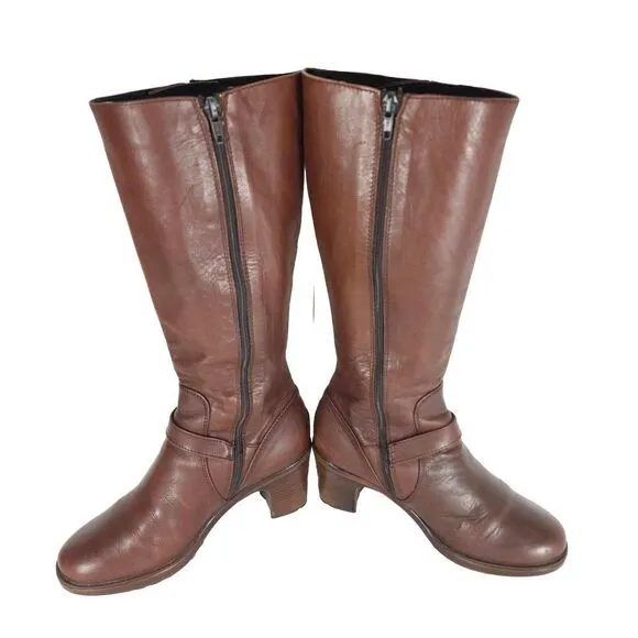 Dansko Women's Nevada EU 36 US 5-5,5 Brown Leather Side Zip Tall Riding Boots