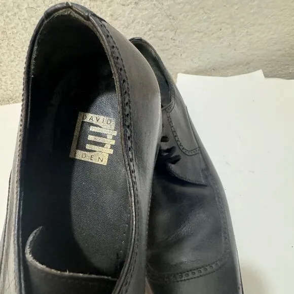 David Eden Reno black Leather Lace up Square Toe Shoes Men’s Size 11 1/2