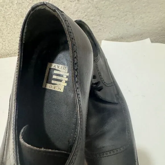 David Eden Reno black Leather Lace up Square Toe Shoes Men’s Size 11 1/2