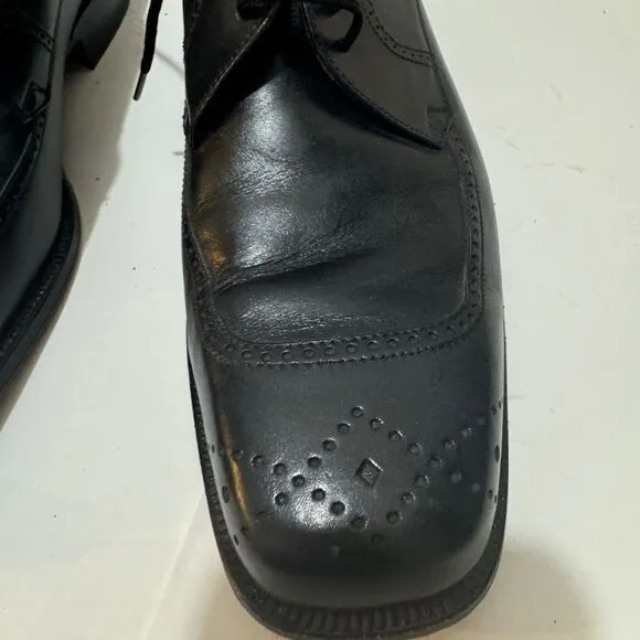 David Eden Reno black Leather Lace up Square Toe Shoes Men’s Size 11 1/2