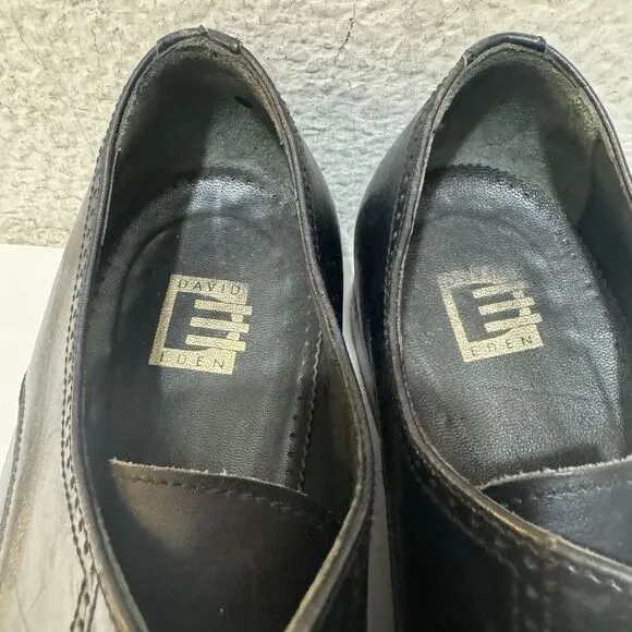 David Eden Reno black Leather Lace up Square Toe Shoes Men’s Size 11 1/2