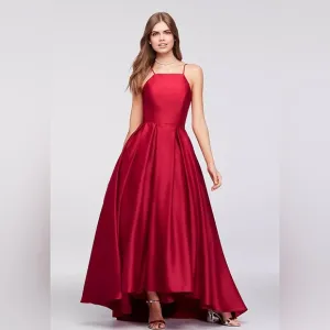 David’s Bridal New w Tag Sz 18 BETSY AND ADAMHigh-Neck Satin Ball Gown in Red