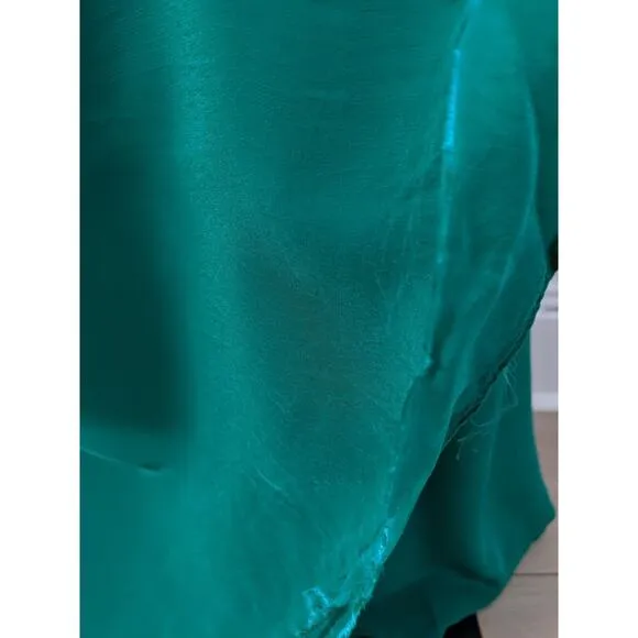 De La Vali Size 10 Maxi Shift Dress Emerald Green Boat Neck Puff Long Sleeves
