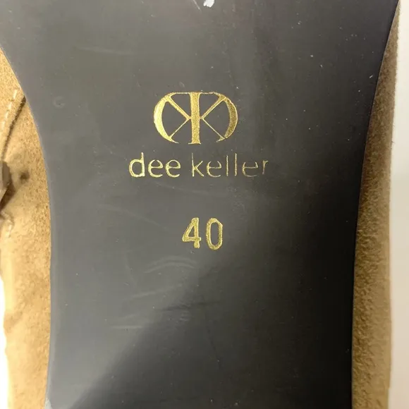 Dee Keller tan suede heel tie ankle booties