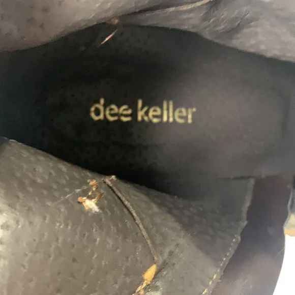 Dee Keller tan suede heel tie ankle booties