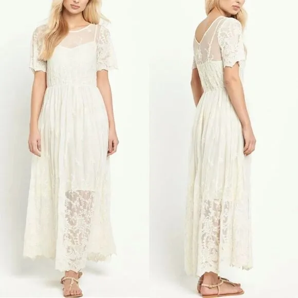 Denim &amp; Supply Ralph Lauren Vanessa Lace Ivory Maxi Dress Size SP