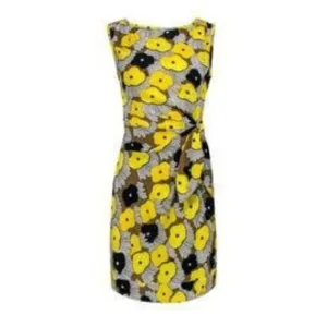 Diane Von Furstenberg DVF Yellow &amp; Multicolor Printed Silk Sheath Dress 2