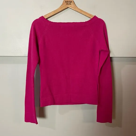 Diane Von Furstenberg VTG 100% Cashmere Y2K Wide Neck Pink Sweater SZ SMALL EUC