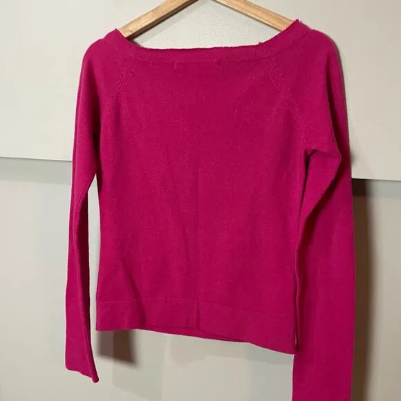 Diane Von Furstenberg VTG 100% Cashmere Y2K Wide Neck Pink Sweater SZ SMALL EUC