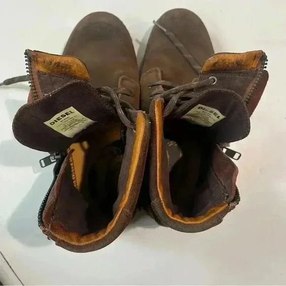 Diesel only the Brave Side Zipped Brown Ancle Boots Men's US 7 RN93243 Leather