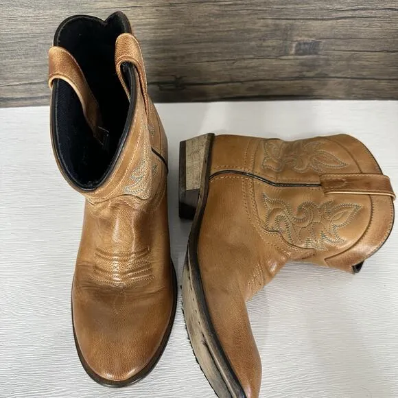 Dingo Boots Womens Size 7.5 Beige Tan Willie Leather Cowboy Western Festival