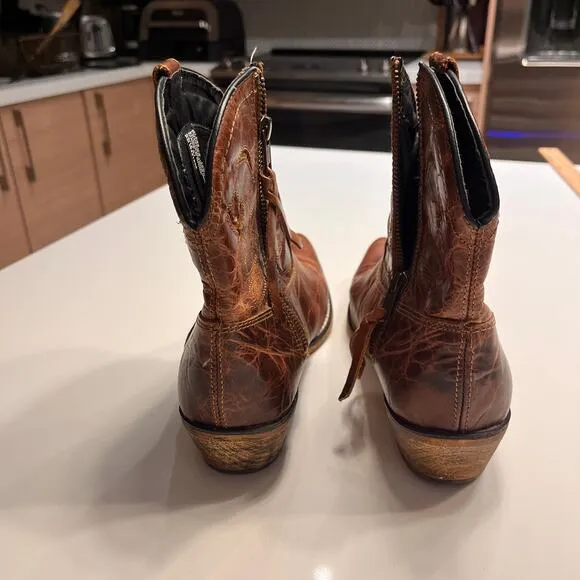 Dingo Brown Adobe Rose Side Zip Leather Western Boots Size 10