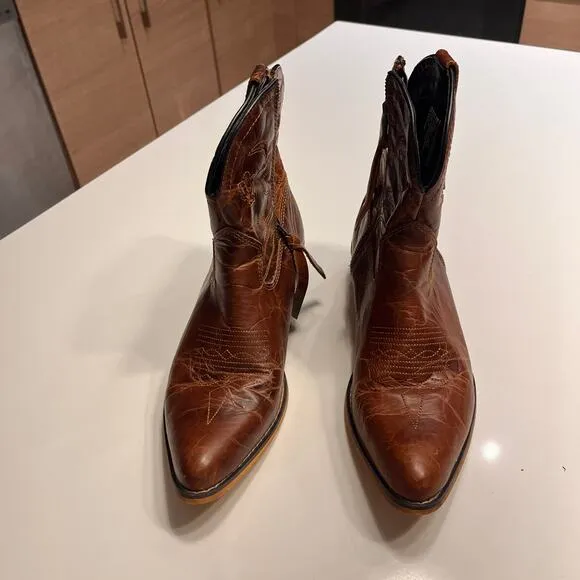 Dingo Brown Adobe Rose Side Zip Leather Western Boots Size 10