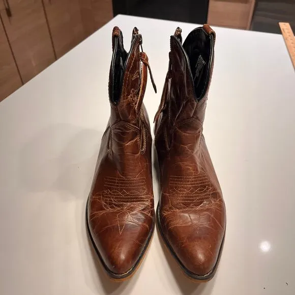 Dingo Brown Adobe Rose Side Zip Leather Western Boots Size 10