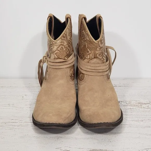 Dingo  Faux Tan Embossed Leather Cowboy Bootie Boots  Women's Size 6.5