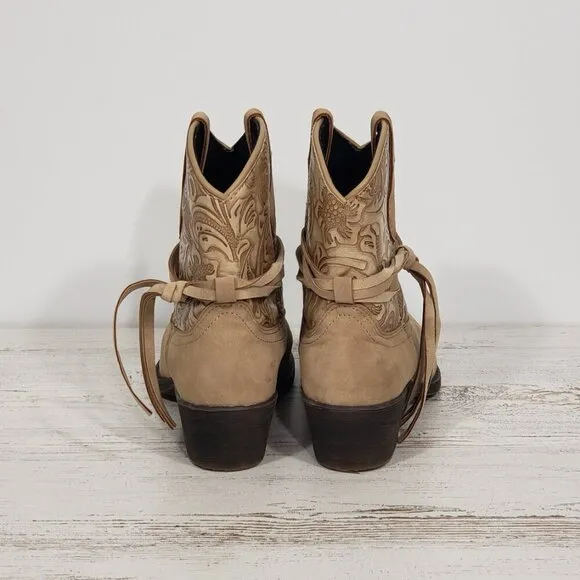 Dingo  Faux Tan Embossed Leather Cowboy Bootie Boots  Women's Size 6.5