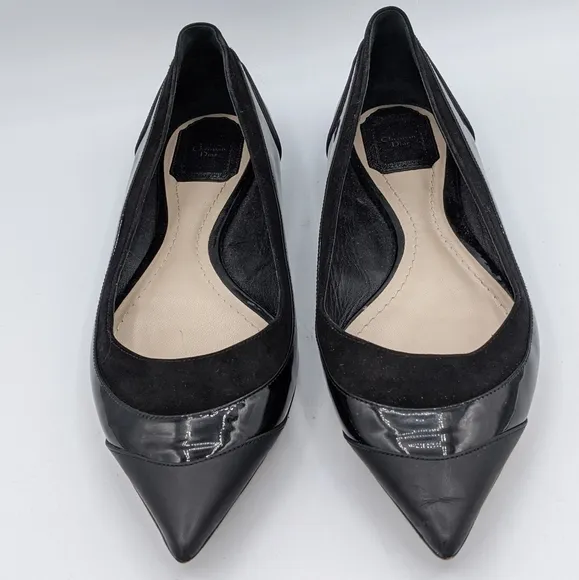 Dior Black Patent And Leather Ballet Flats Size 39