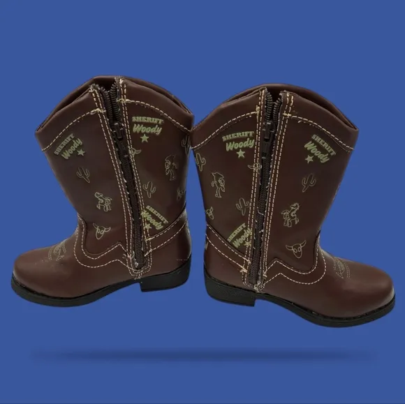 Disney Pixar Toy Story Brown Western Cowboy Boots Woody Bullseye light up Zip