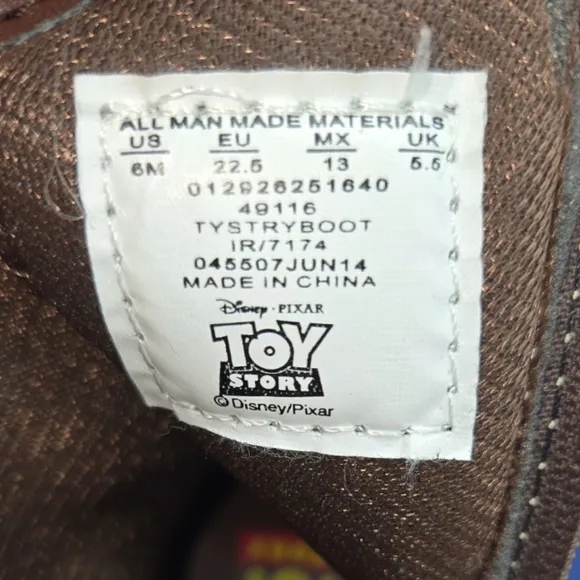 Disney Pixar Toy Story Brown Western Cowboy Boots Woody Bullseye light up Zip