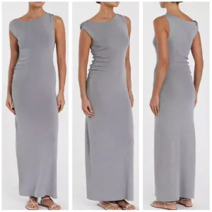 DISSH Poppy Bitter Choc Asym Midi Dress - Silver Gray