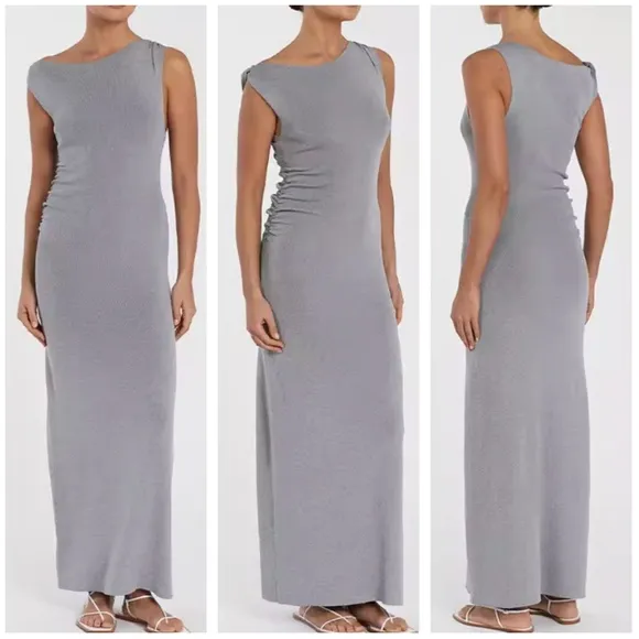 DISSH Poppy Bitter Choc Asym Midi Dress - Silver Gray