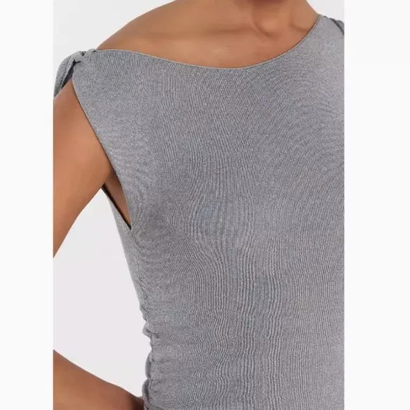 DISSH Poppy Bitter Choc Asym Midi Dress - Silver Gray