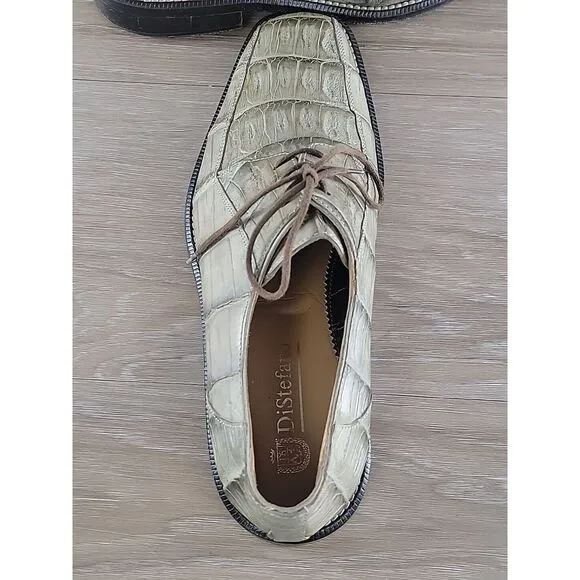 Distefano Hand Made Vero Cuoio  Genuine Green Alligator‎ Mens Shoes Size 9
