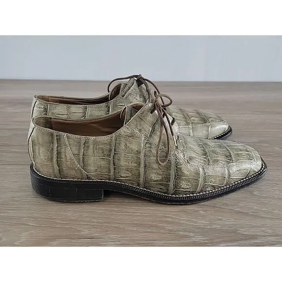 Distefano Hand Made Vero Cuoio  Genuine Green Alligator‎ Mens Shoes Size 9