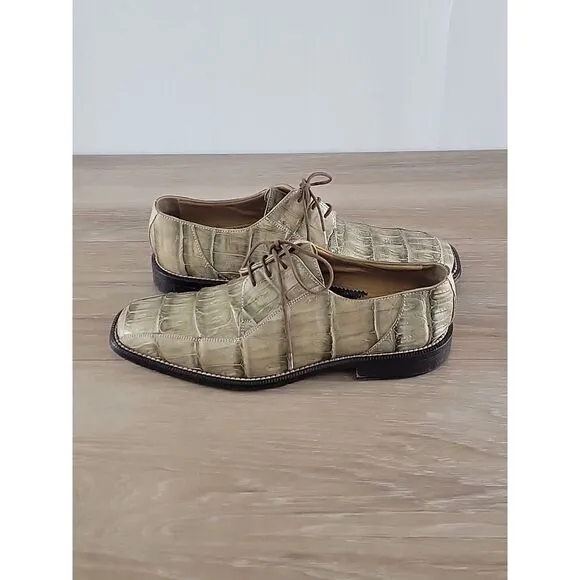 Distefano Hand Made Vero Cuoio  Genuine Green Alligator‎ Mens Shoes Size 9