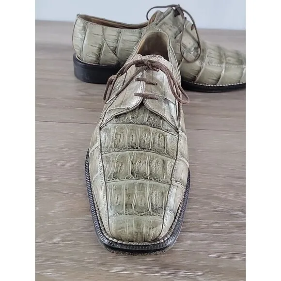 Distefano Hand Made Vero Cuoio  Genuine Green Alligator‎ Mens Shoes Size 9