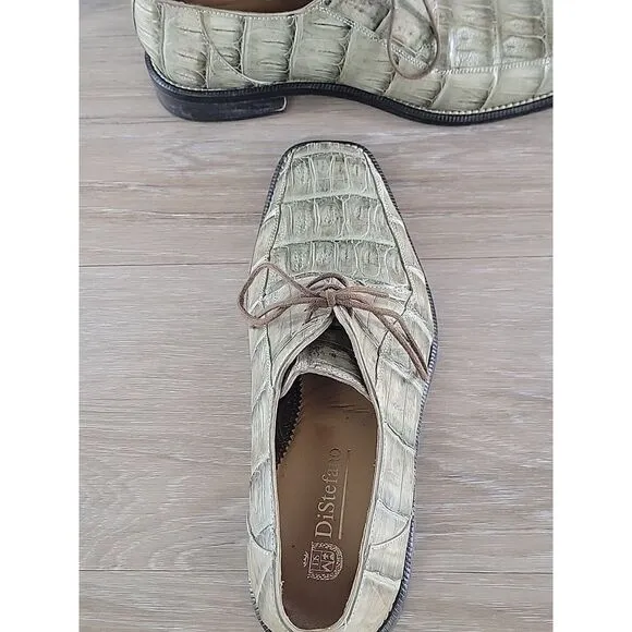 Distefano Hand Made Vero Cuoio  Genuine Green Alligator‎ Mens Shoes Size 9