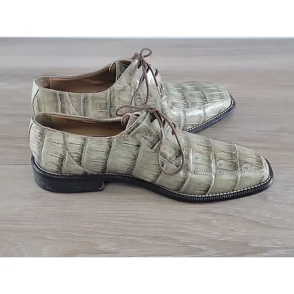Distefano Hand Made Vero Cuoio  Genuine Green Alligator‎ Mens Shoes Size 9