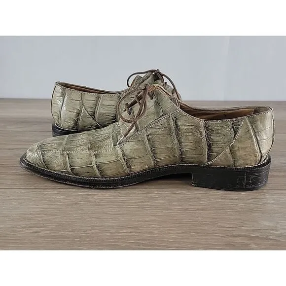 Distefano Hand Made Vero Cuoio  Genuine Green Alligator‎ Mens Shoes Size 9
