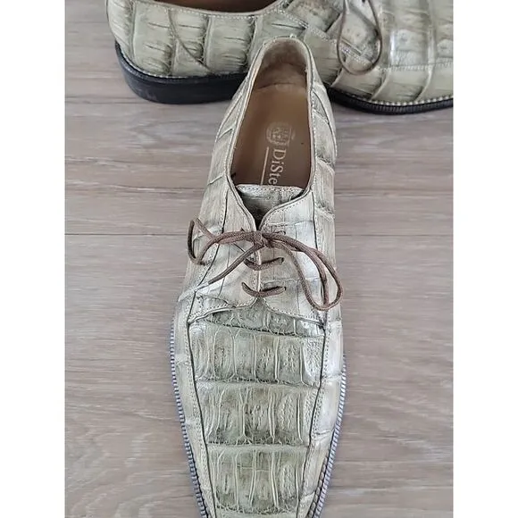 Distefano Hand Made Vero Cuoio  Genuine Green Alligator‎ Mens Shoes Size 9