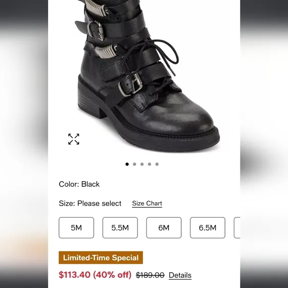 DKNY Black Buckled Side Zip Boots