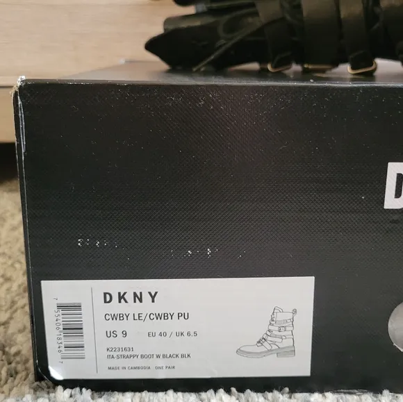 DKNY Black Buckled Side Zip Boots