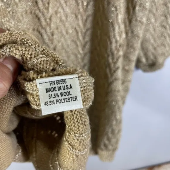 DKNY Knitted Cardigan Sweater Top Size M Color Tan